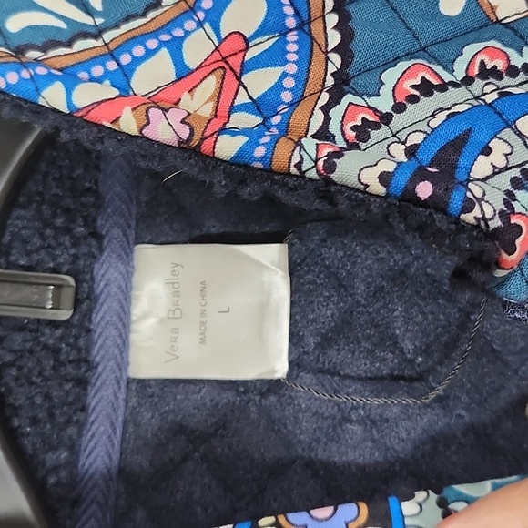 Vera Bradley Teddy Fleece Pullover Paisley Quilted Shoulders Womens Large - Picture 5 of 8